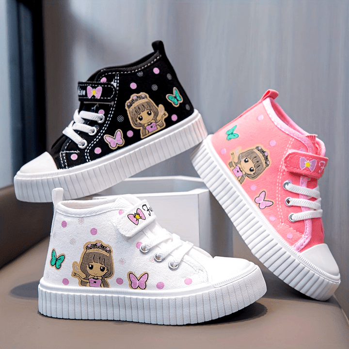 Adorable Butterfly Print Canvas Sneakers for Girls - Lightweight, Non-Slip, Perfect for Everyday & Casual Wear-Bennys Beauty World