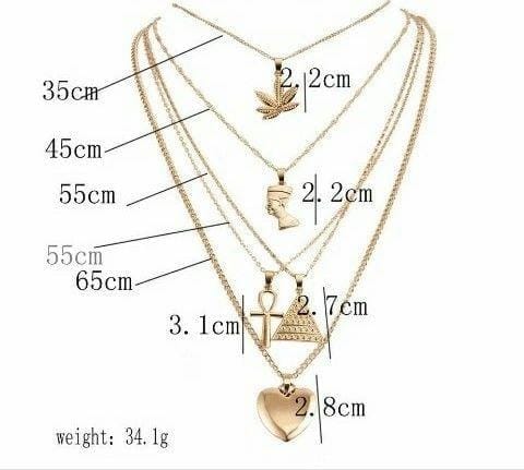 2pcs Ladies Layered Heart Rose Cross Maple Palm Pendant  Necklace Bennys Beauty World