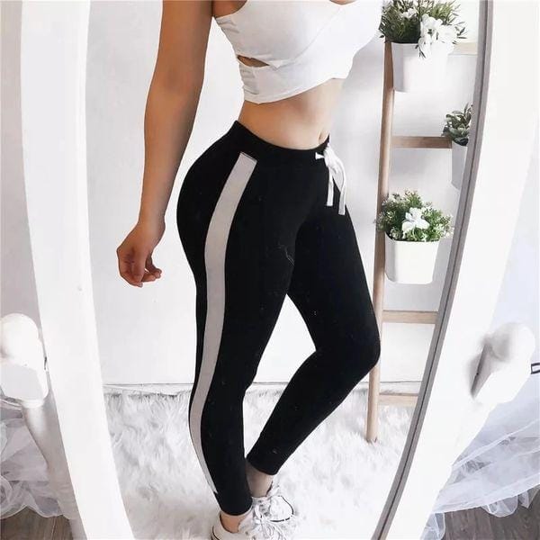 2pcs Women's Gym Striped Sweat Pants Bennys Beauty World