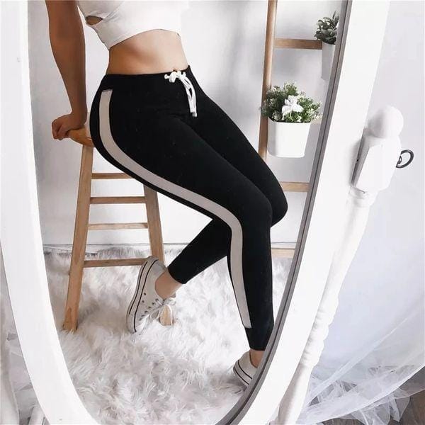 2pcs Women's Gym Striped Sweat Pants Bennys Beauty World