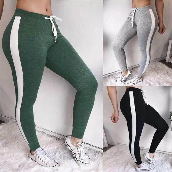 2pcs Women's Gym Striped Sweat Pants Bennys Beauty World