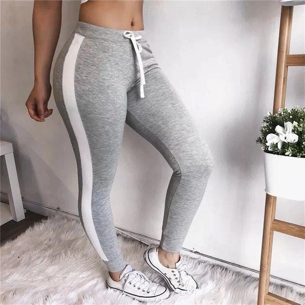 2pcs Women's Gym Striped Sweat Pants Bennys Beauty World