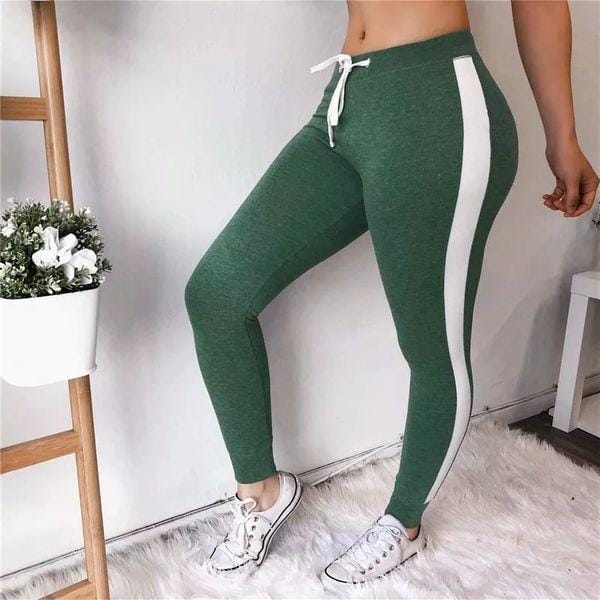 2pcs Women's Gym Striped Sweat Pants Bennys Beauty World