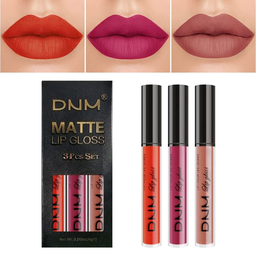 3 Colors/set Matte Velvet Lip Gloss Non-Stick Cup Waterproof Lipstick Bennys Beauty World