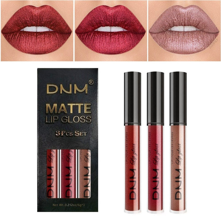 3 Colors/set Matte Velvet Lip Gloss Non-Stick Cup Waterproof Lipstick Bennys Beauty World