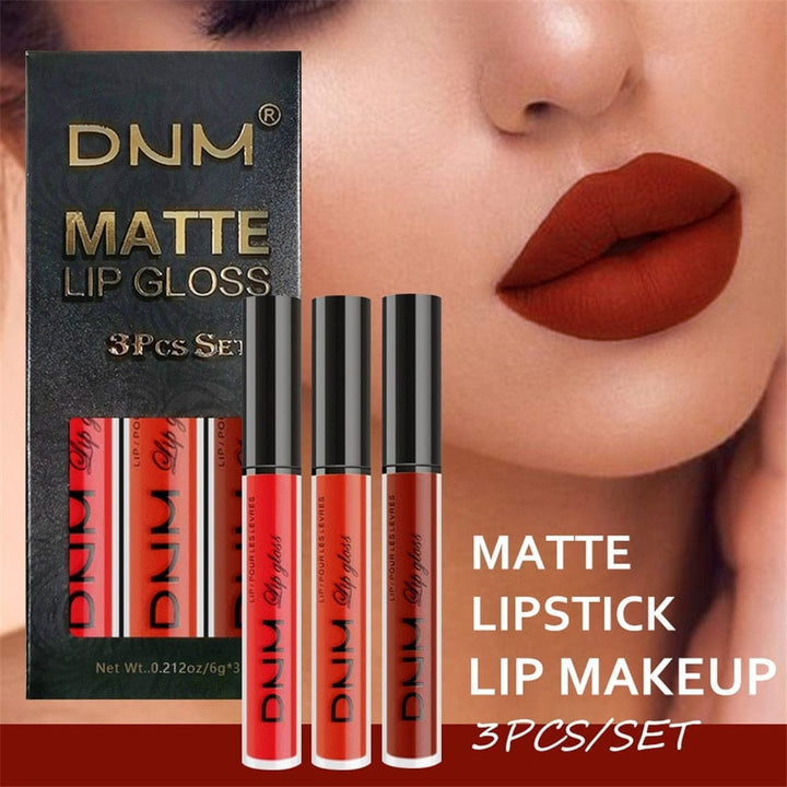 3 Colors/set Matte Velvet Lip Gloss Non-Stick Cup Waterproof Lipstick Bennys Beauty World