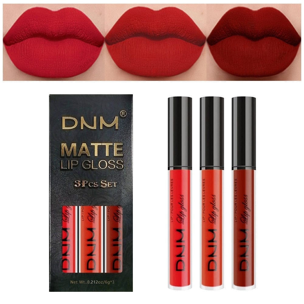 3 Colors/set Matte Velvet Lip Gloss Non-Stick Cup Waterproof Lipstick Bennys Beauty World