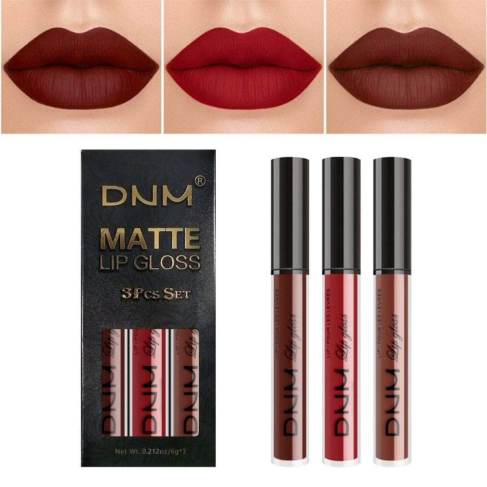 3 Colors/set Matte Velvet Lip Gloss Non-Stick Cup Waterproof Lipstick Bennys Beauty World