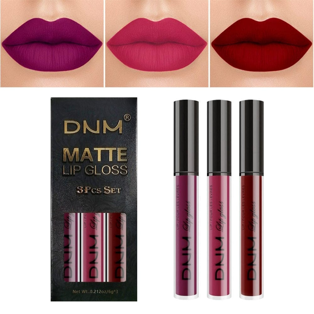 3 Colors/set Matte Velvet Lip Gloss Non-Stick Cup Waterproof Lipstick Bennys Beauty World