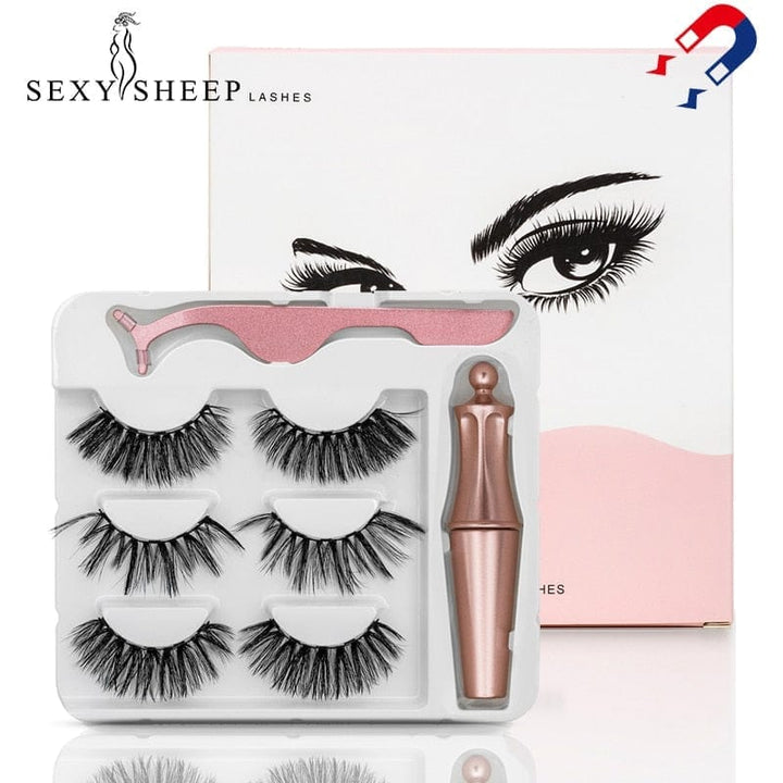 3 Pairs Magnetic Eyelashes Natural Long Magnetic Eyeliner & Magnetic False Eyelashes BENNYS 