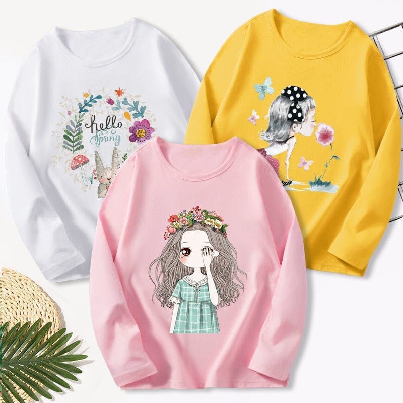 3 Pcs Kids Girls T-shirts Princess Toddler Baby Clothes Bennys Beauty World