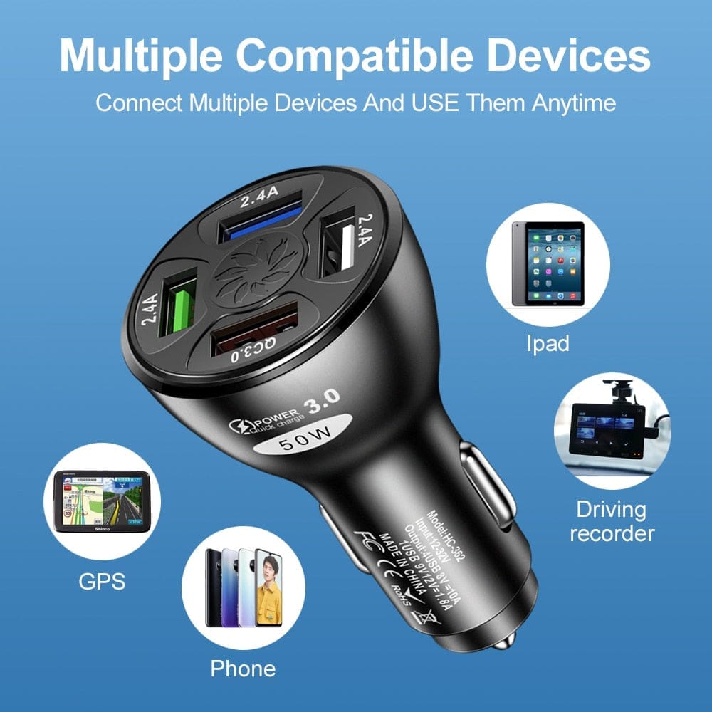 3 Ports USB Car Charger Quick Charge 3.0 Fast Car Charger Bennys Beauty World