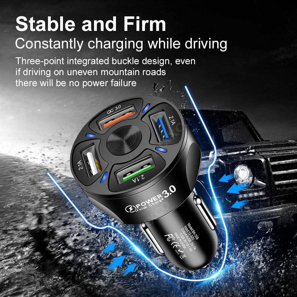 3 Ports USB Car Charger Quick Charge 3.0 Fast Car Charger Bennys Beauty World