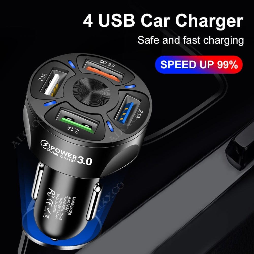 3 Ports USB Car Charger Quick Charge 3.0 Fast Car Charger Bennys Beauty World