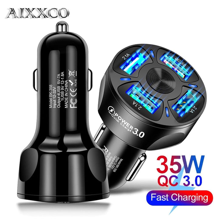 3 Ports USB Car Charger Quick Charge 3.0 Fast Car Charger Bennys Beauty World