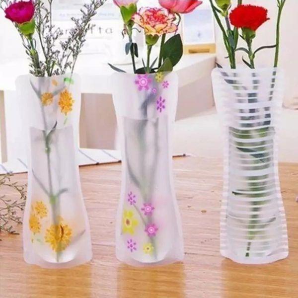 3 Random Color Design Portable Eco-friendly Foldable Flower Vase For Home, Wedding And Office Decoration. Bennys Beauty World