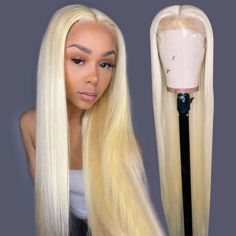 30 Inch Lace Front Wig Brazilian Bone Straight Hair Blonde Lace