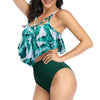 Double Layer Lotus Leaf Tropical Rain Forest High Waist Swimsuit-swimsuit-Bennys Beauty World