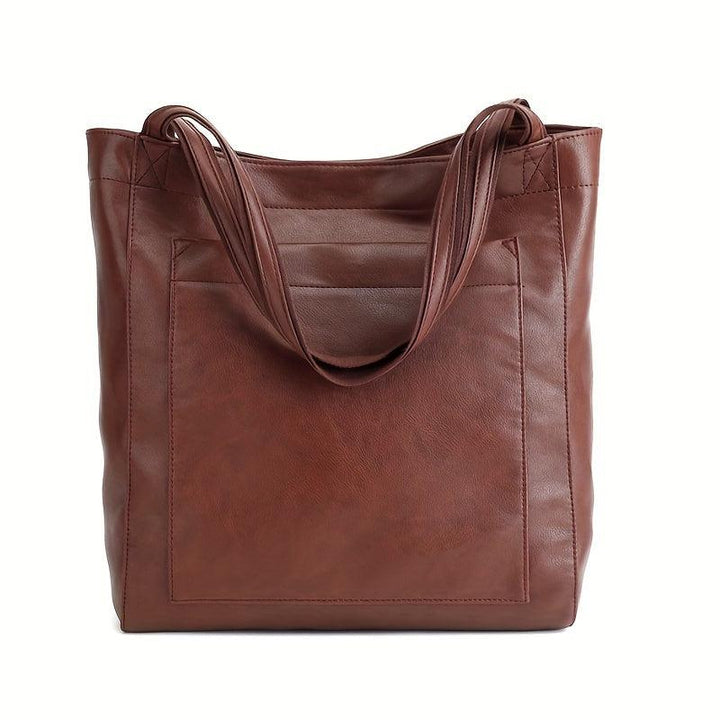 Retro Solid Color Tote Bag, Oil Leather PU Shoulder Bag-socks-Bennys Beauty World