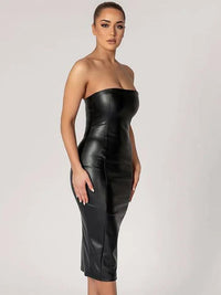 Women's Leather Bodycon Dress-Bennys Beauty World