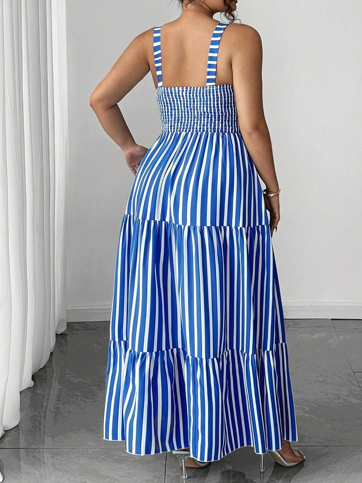 Women's Elegant and Fashionable Blue and White Dress