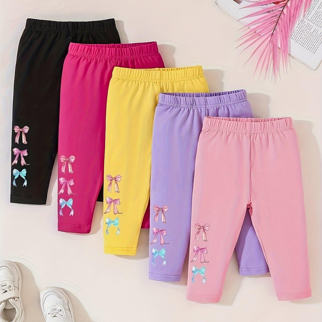 5pcs Bows Print Pants For Baby Girls-Bennys Beauty World