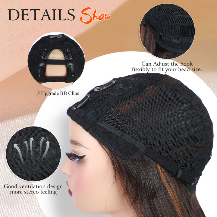 24" Heat Resistant Synthetic Glueless U/V Part Wig