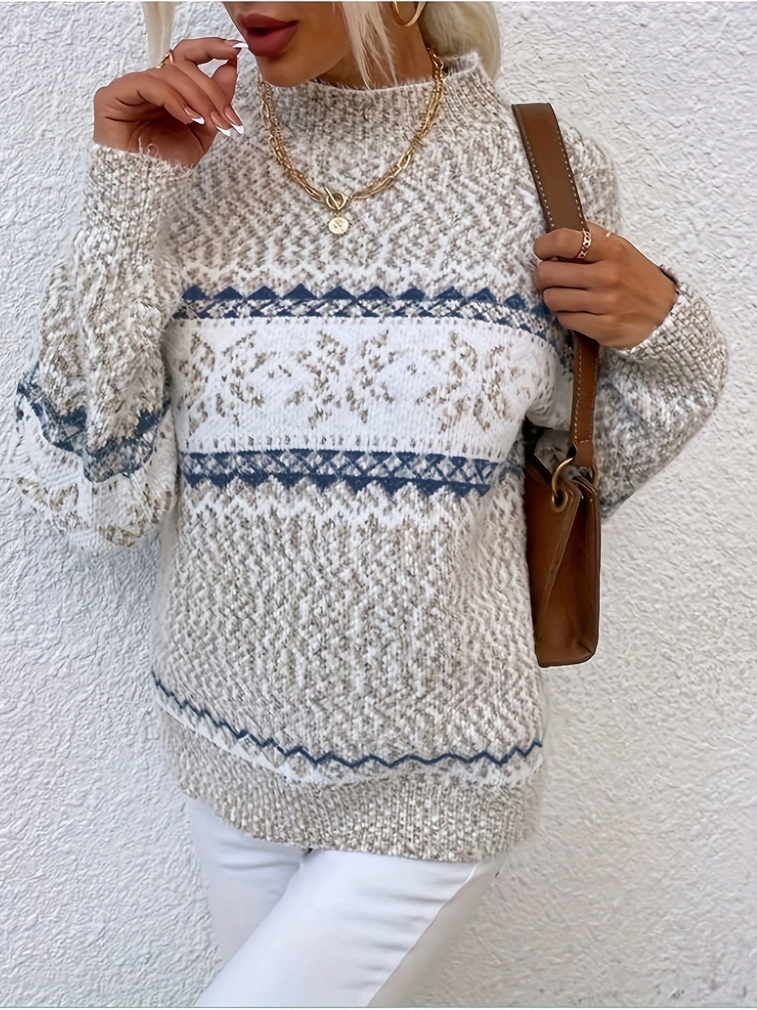 Womens Snowflake Pullover Sweater-sweatshirt-Bennys Beauty World