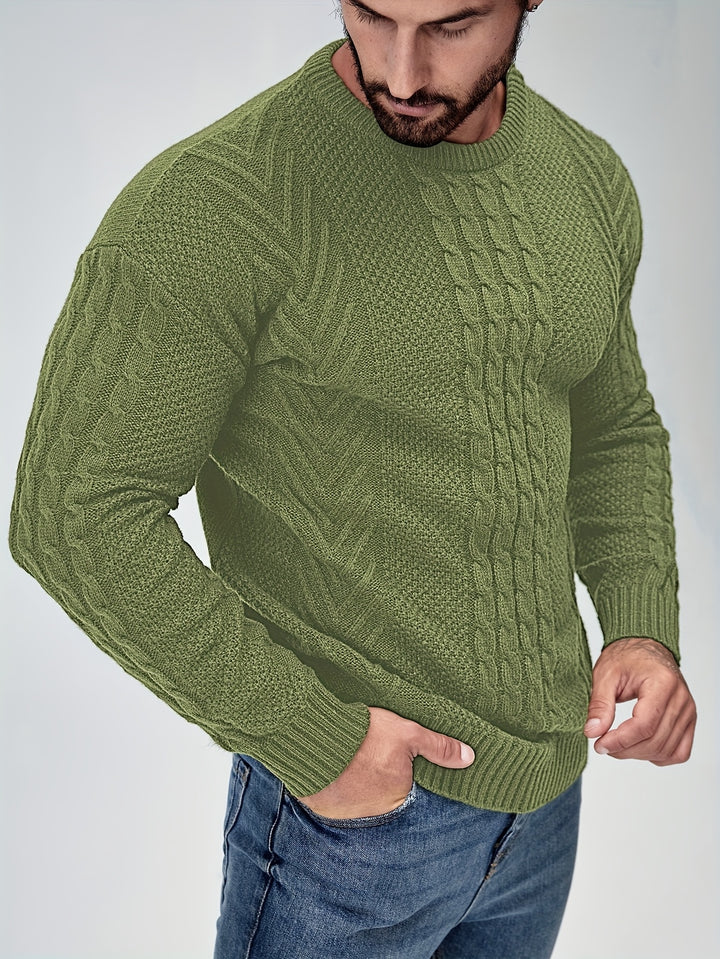 Men's Warm Casual Sweater Fashion Knit Crew Neck Pullover