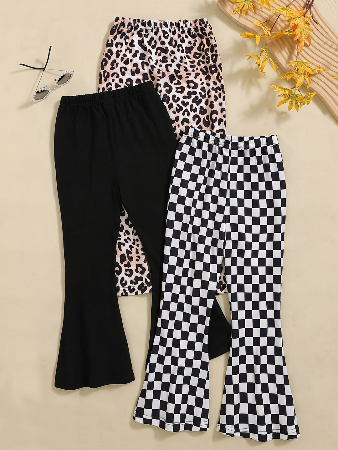 3pcs Girls' Comfortable Flared Pants-pants-Bennys Beauty World