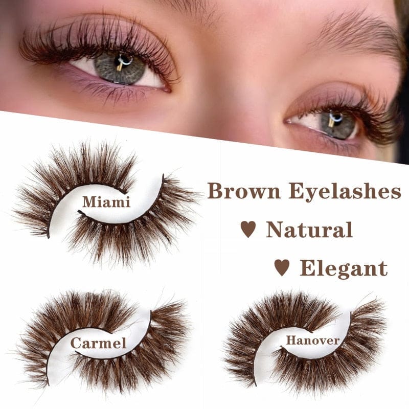 3D Lashes Amber Coloured Natural Long Fluffy False Brown Eyelashes Bennys Beauty World