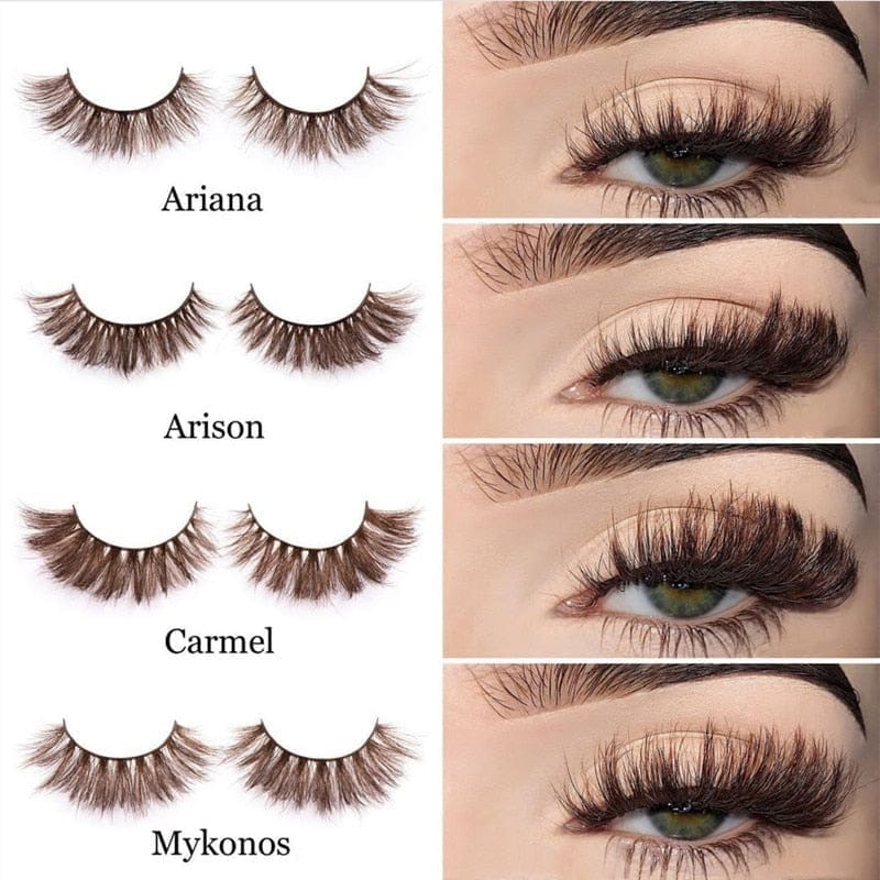 3D Lashes Amber Coloured Natural Long Fluffy False Brown Eyelashes Bennys Beauty World