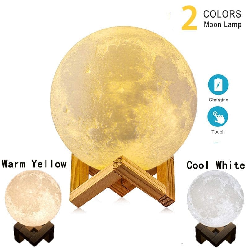 3D Print Moon Lamp Rechargeable 3D Lamp for Home Bennys Beauty World