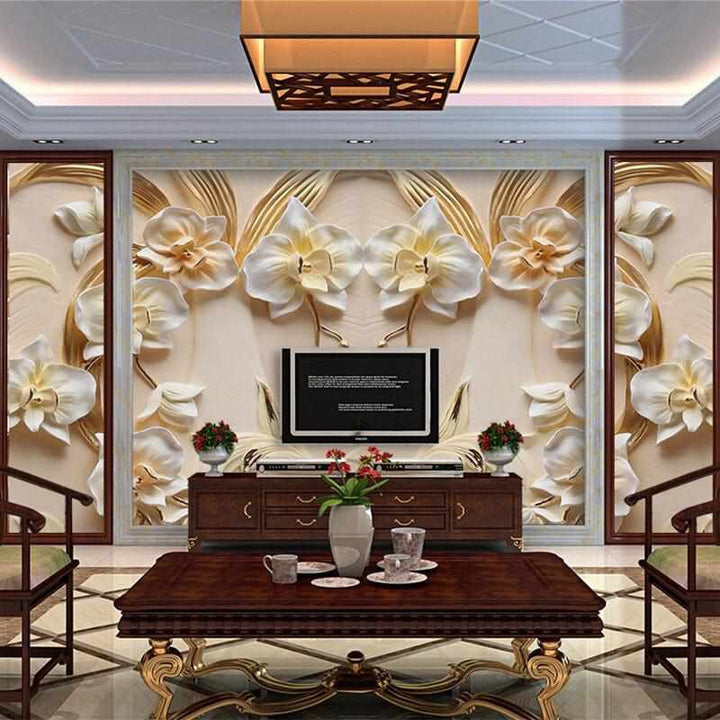 3D Relief Butterfly Orchid Background Wall Mural Living Room  Wall Paper Bennys Beauty World