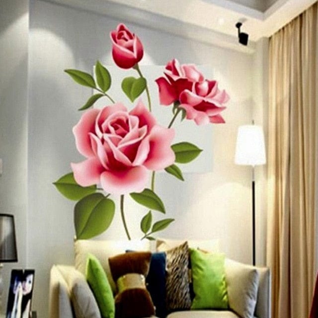 3D Rose Flower Blossom Wall Stickers For Living Room & Bedroom Bennys Beauty World