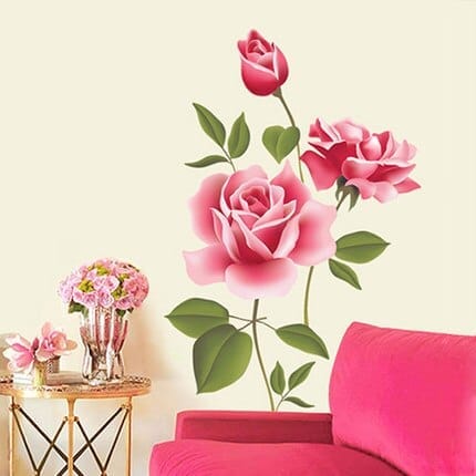 3D Rose Flower Blossom Wall Stickers For Living Room & Bedroom Bennys Beauty World