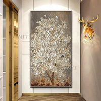 3D Unframed Hand Painted Gold Tree Oil Painting On Canvas Bennys Beauty World