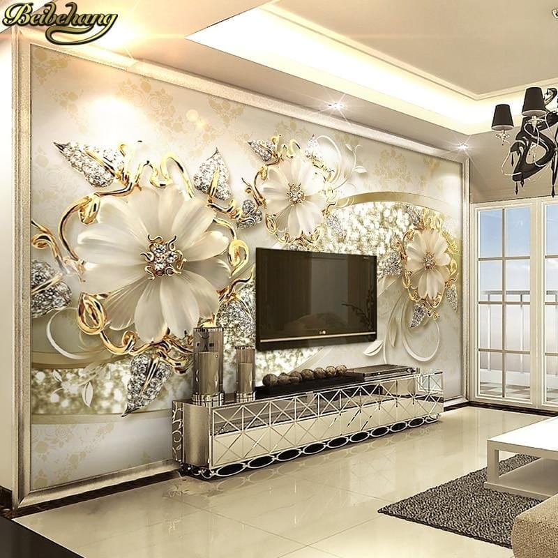 3D  living room sofa TV background wall paper bedroom bedroom large murals Bennys Beauty World