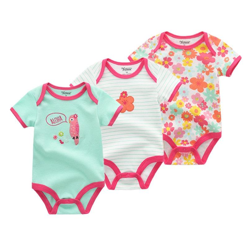 3PCS/Lot Baby Clothes Boy/Girl Baby Bodysuit Summer Clothes Solid