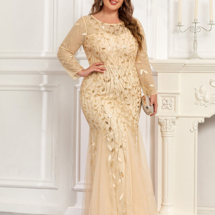 Elegant Long Sleeve Fish Tail Evening Gown For Women