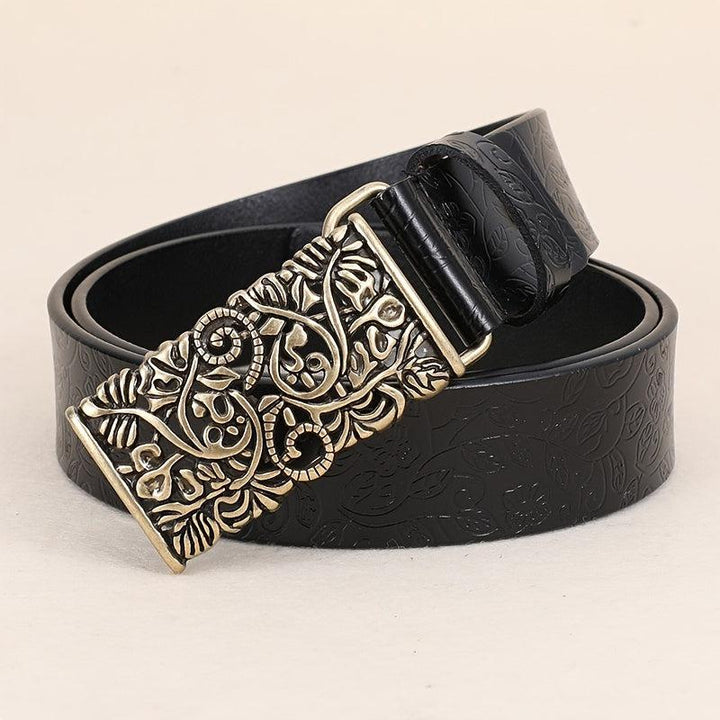 Vintage Embossed Leather Belt for Women's Jeans and Pants-Bennys Beauty World