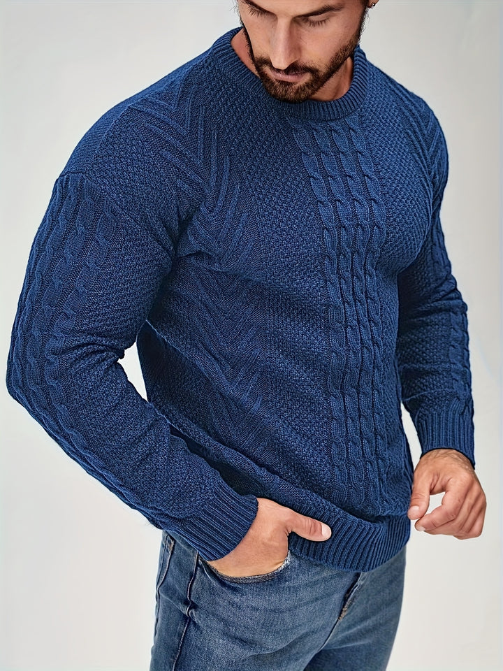 Men's Warm Casual Sweater Fashion Knit Crew Neck Pullover