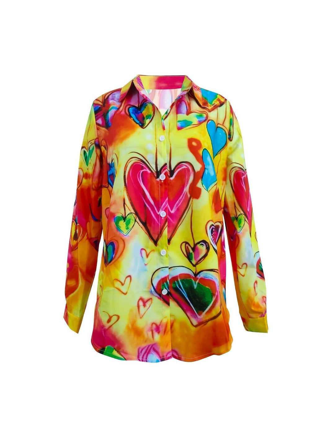 Mother's Day Heart Print Floral Blouse-Blouse-Bennys Beauty World