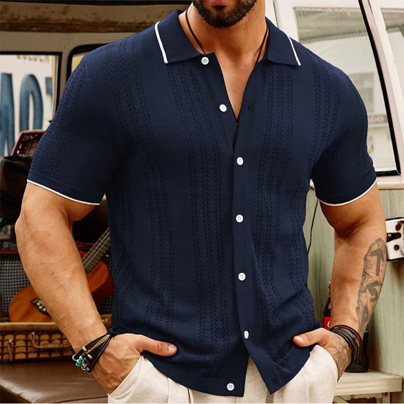 Short-sleeved Polo Shirt Summer Button Lapel Top Fashion Business Men's Clothing-Shirts-Bennys Beauty World
