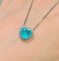4 Pcs Simple Heart Shaped Sapphire Earrings Rings Necklace Set Bennys Beauty World