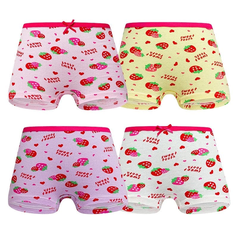 4 Pieces/Lot 2-12Y Children Underwear High Quality Cotton Girls Panties  Cute Cat Pattern Kids