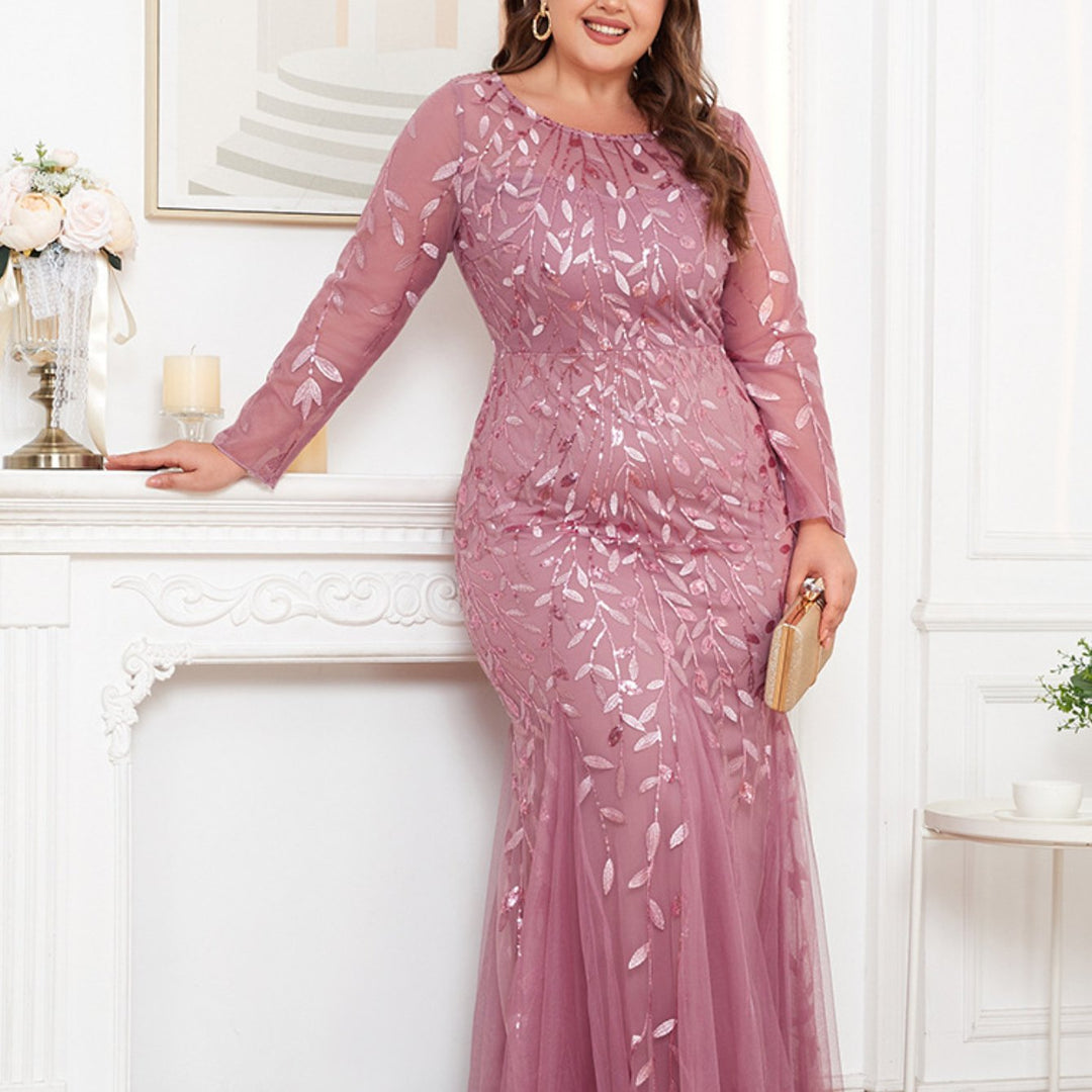 Elegant Long Sleeve Fish Tail Evening Gown For Women