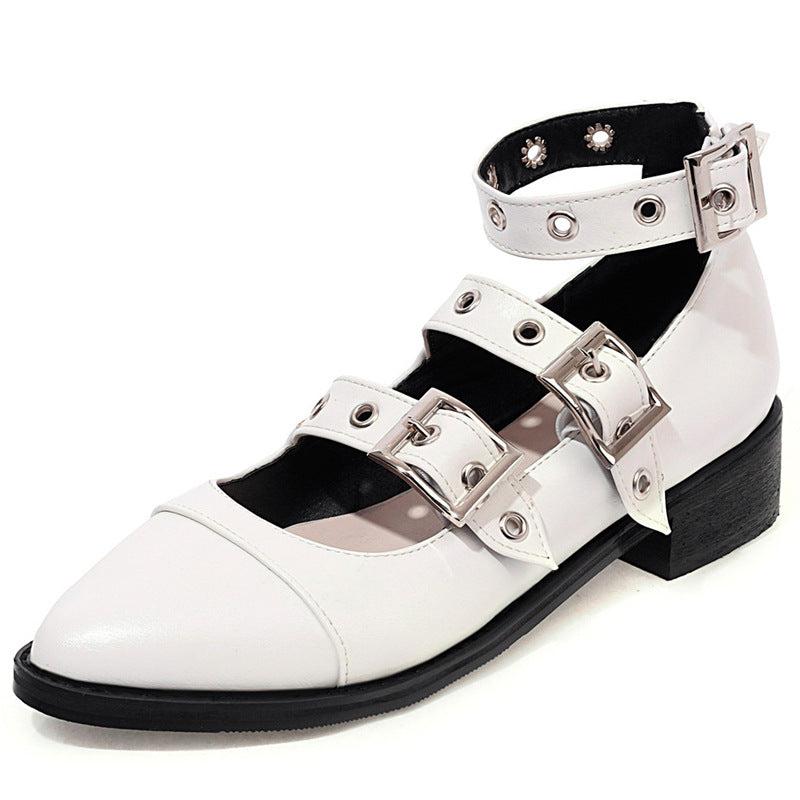 Single shoe thick heel Roman shoes with rivet buckle-shoes-Bennys Beauty World