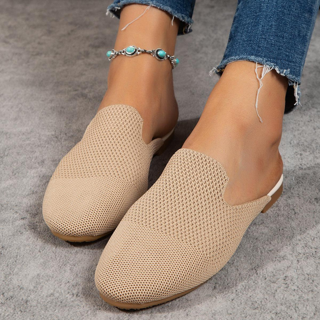 Mesh Sandals Summer Round Toe Slip On Flat Slippers Casual Loafers-shoes-Bennys Beauty World