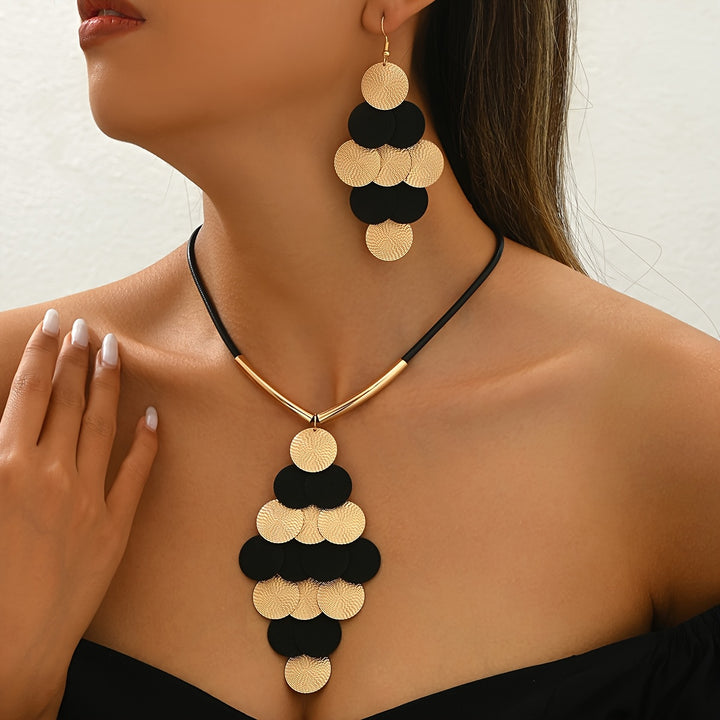 A Stylish Three-Piece Set of Earrings And a Necklace
